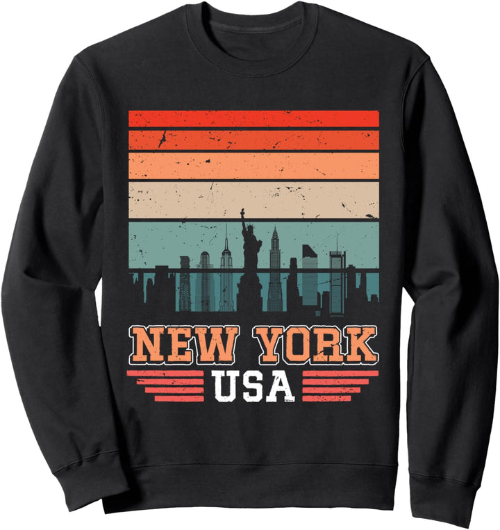 New York USA Retro Vintage Sonnenuntergang Skyline New York Sweatshirt