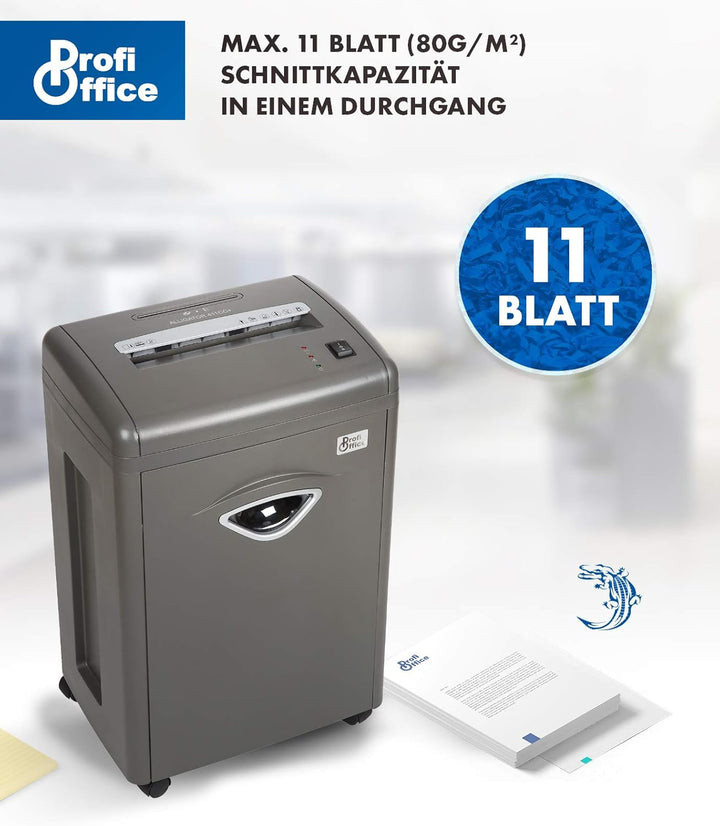 Aktenvernichter Alligator 411CC+, 11 Blatt, 4 x 50 mm Kreuzschnitt, CD/DVD, 10 Min Dauerbetrieb (919