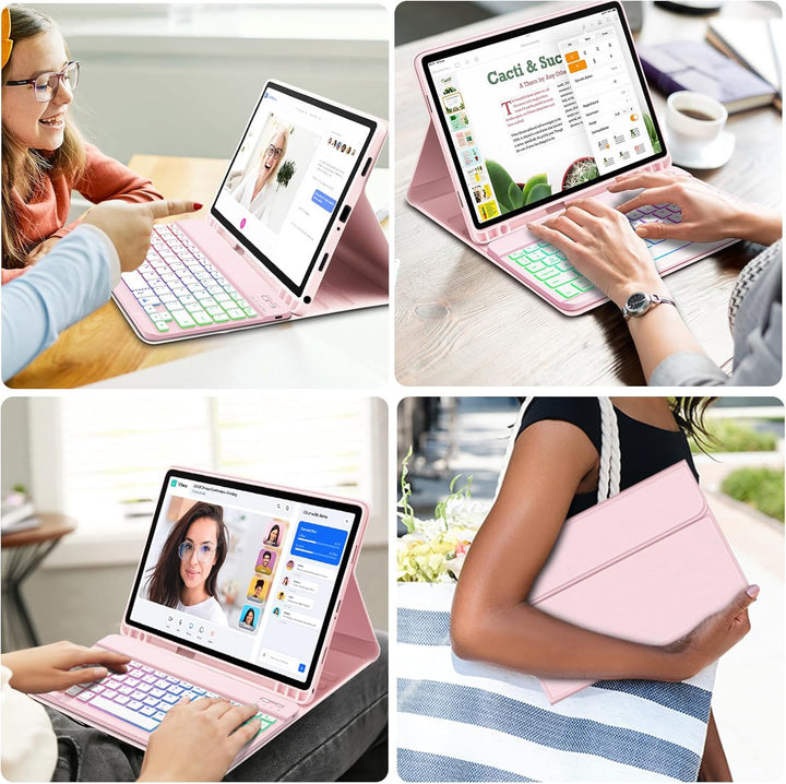 Bettdow für Samsung Galaxy Tab A11+/A9+ 11" Tastatur Hülle, Deutsch QWERTZ Layout Abnehmbarer Beleuc