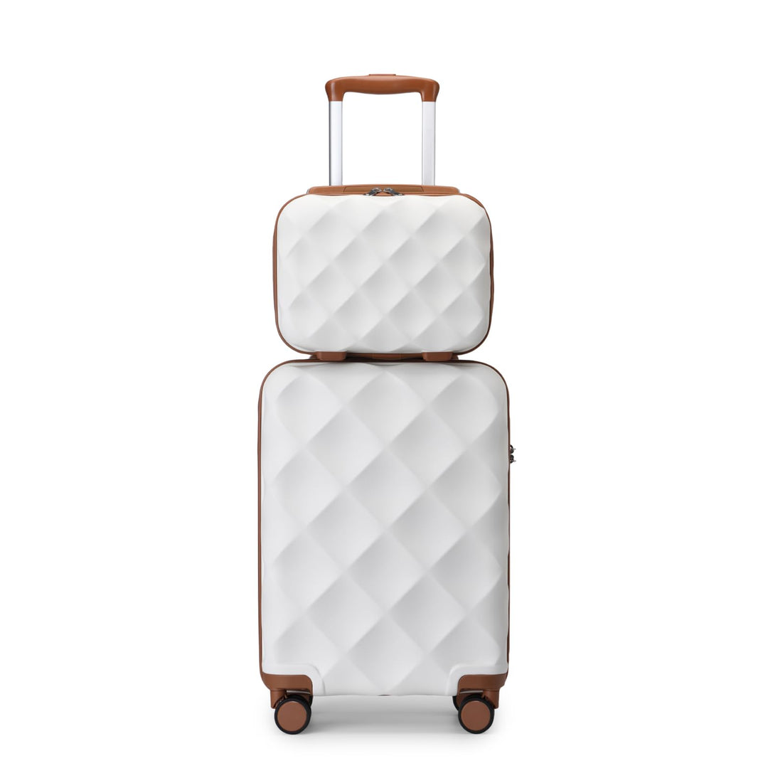 British Traveller Hartschalenkoffer Set mit Kosmetiktasche, Leichter Reisekoffer aus ABS+PC mit TSA-