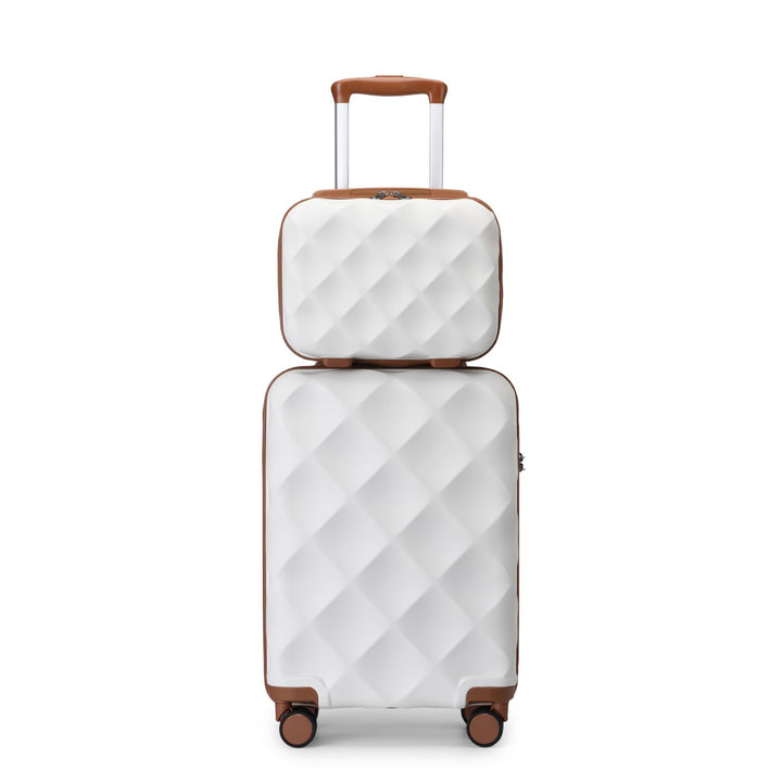 British Traveller Hartschalenkoffer Set mit Kosmetiktasche, Leichter Reisekoffer aus ABS+PC mit TSA-