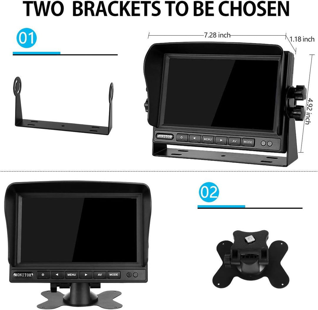 Dual-Rückfahrkamera-Set mit 7" TFT LCD Kfz-Monitor & Zwei 170° Weitwinkel- Rückfahrkameras, IP68 was