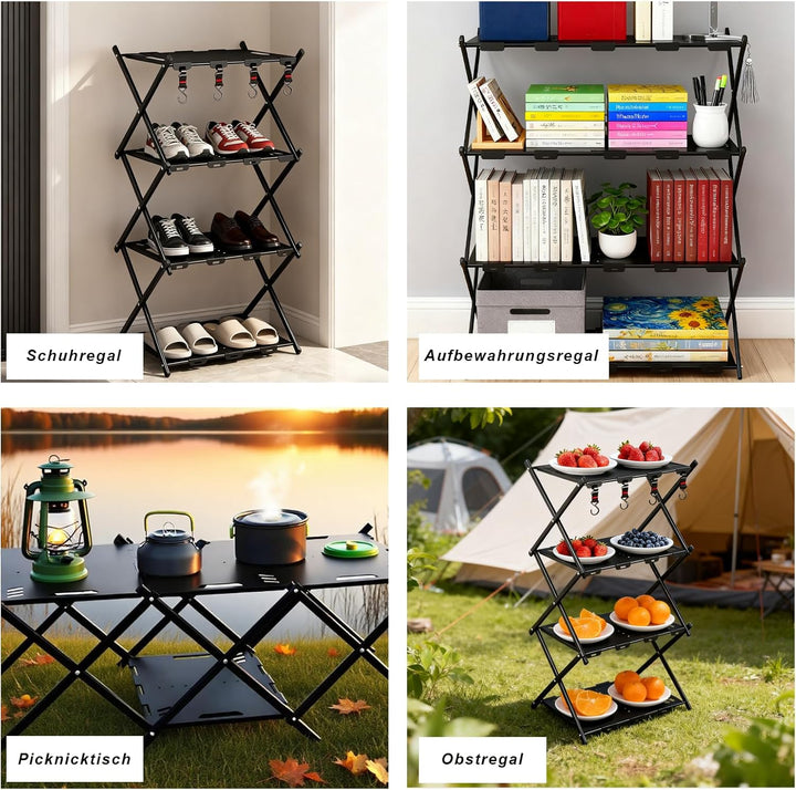 Klapptisch Campingtisch Camping Schrank Klappbar 2-in-1 Kohlenstoffstahl 95x 45x 32cm, Beine für Par