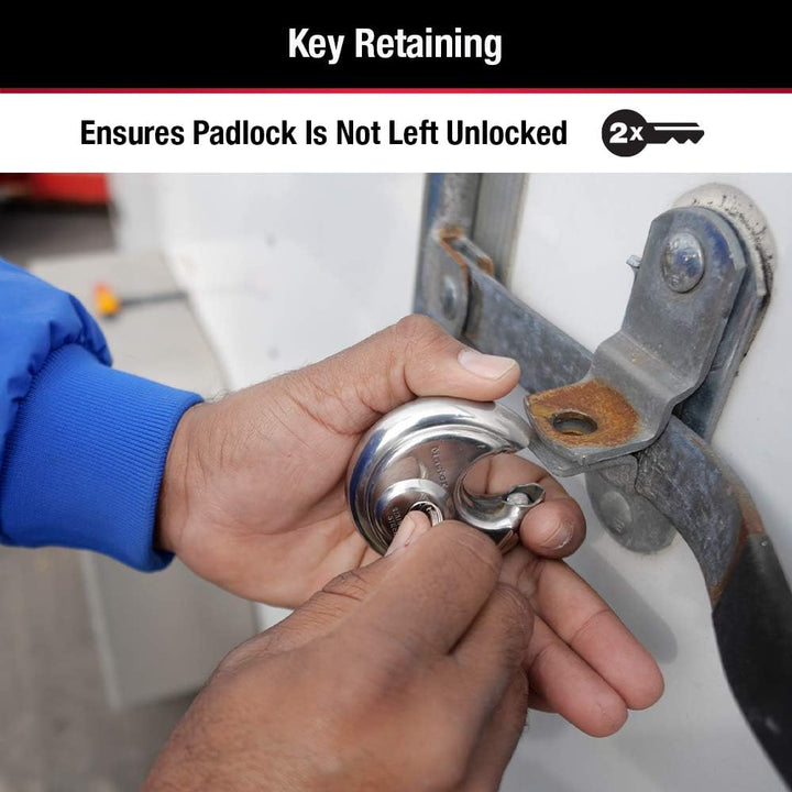 Master Lock 40KADPF Rundes Vorhängeschloss mit geschirmtem Bügel, Edelstahl