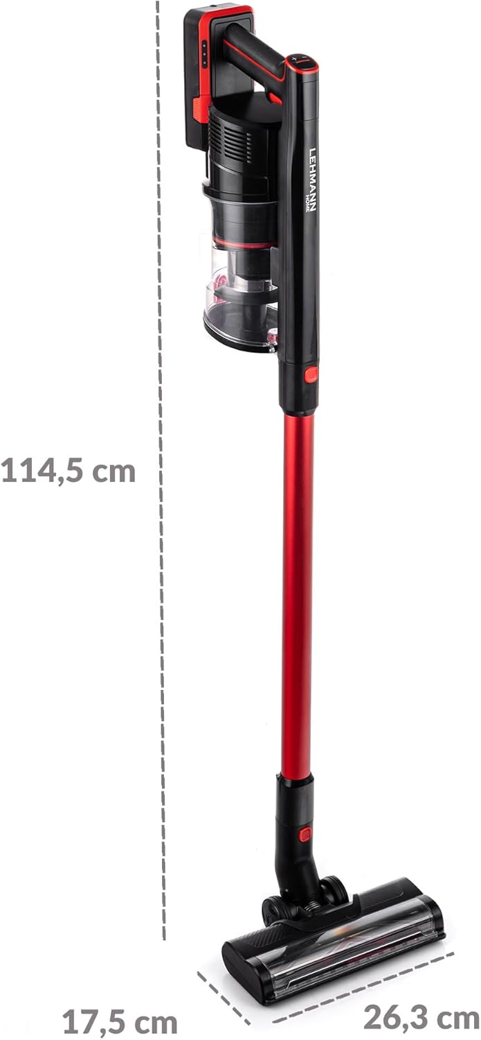 LEHMANN Akku Staubsauger Kabellos 3-in-1, Akkustaubsauger mit 45Min Laufzeit, 1,8L Behälter, Anti-Ta