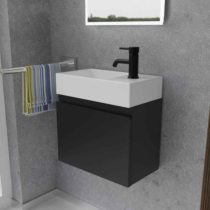 Alpenberger Gäste WC Waschbecken mit Unterschrank 45 cm Breit | Waschtisch Set Klein | Aufsatzwaschb