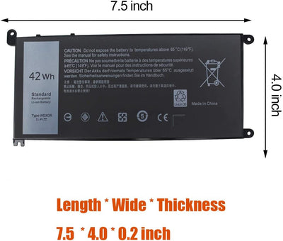 FengWings® WDX0R WDXOR Akku, Ersatzakku Für Dell Inspiron 13 5368 5378 5379 7368 7378 / Inspiron 15