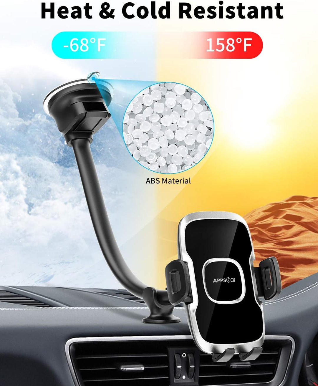 APPS2Car Auto HandyHalterung für Windschutzscheibe mit flexiblem Langen Arm, 13 Zoll Schwanenhals kf