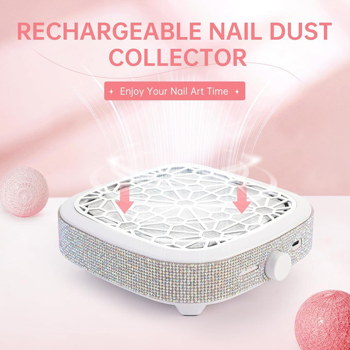 Staubabsaugung für Nägel kabellos, Kompaktes Vakuum Professionell Nagelstaubsauger mit Filter, Saugs