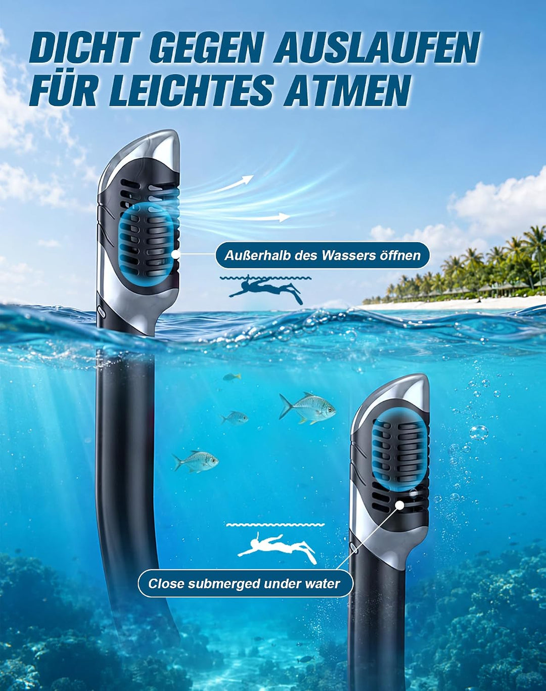 Lealinga Schnorchelset Erwachsene, 2er-Set, Schnorcheln Set mit Panorama Schnorchelmaske und Dry Sch