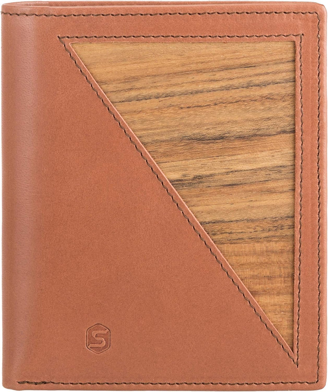 Sebastian Sturm Geldbörse Peter | Echtes Holz und Leder in Braun | Portemonnaie Brieftasche Geldbeut