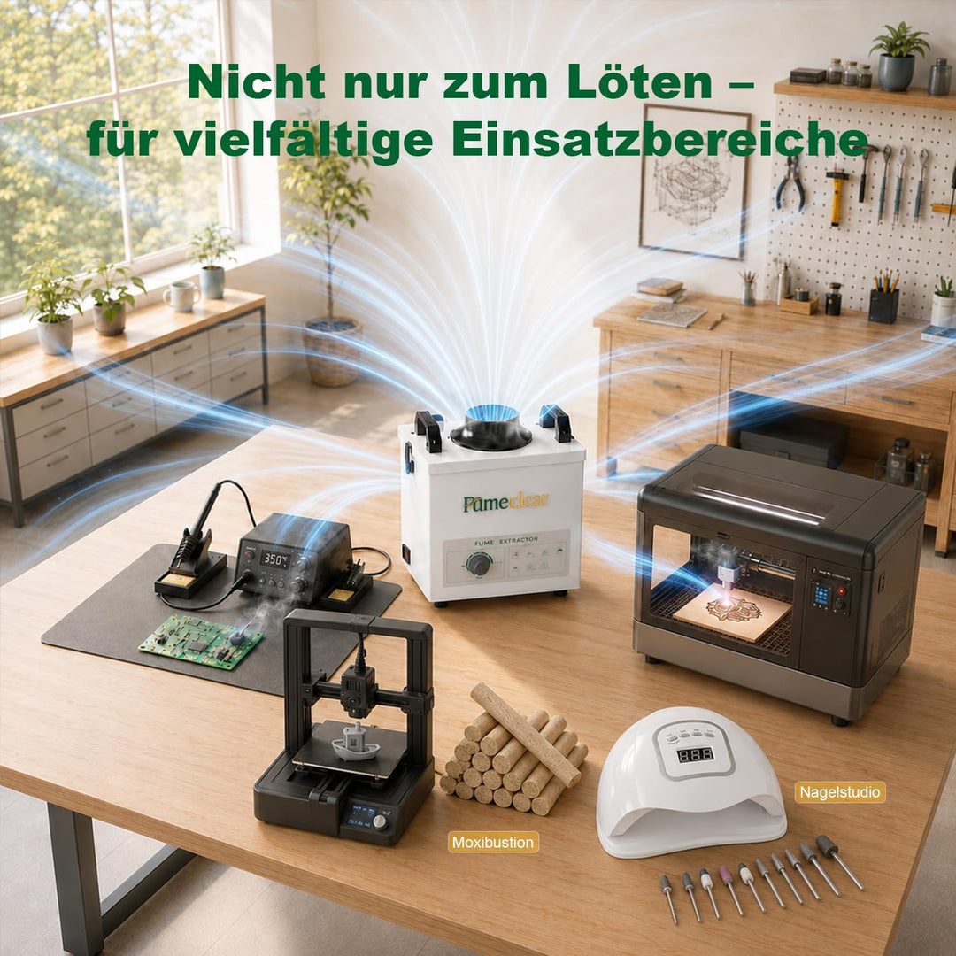 FumeClear FC-100A Lötrauchabsaugung Leistungsstarke 200 to 260m³/h Absaugung, Lötrauchabsorber, gerä
