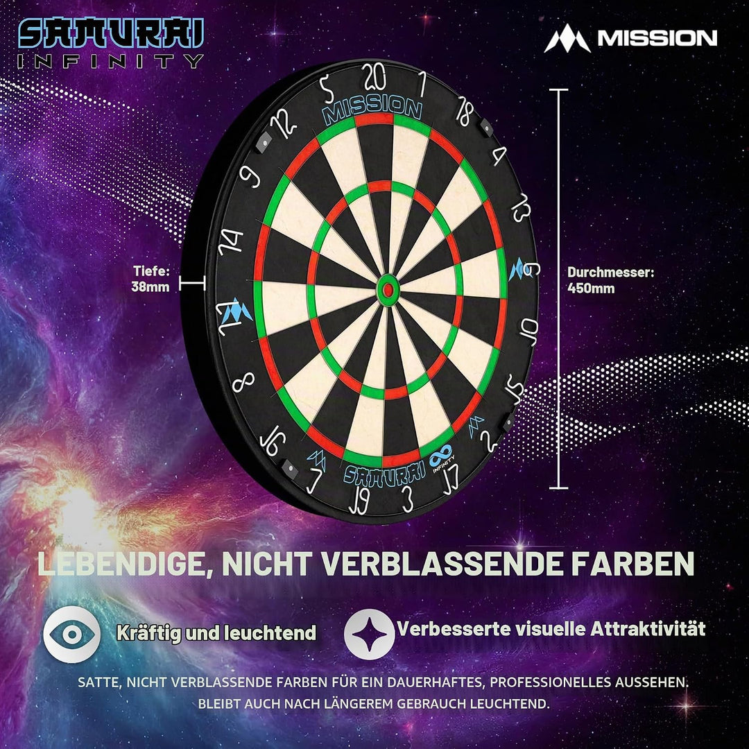 Mission Darts Samurai Infinity | Professional Competition Standard Dartboard with Ultra Thin Knife L