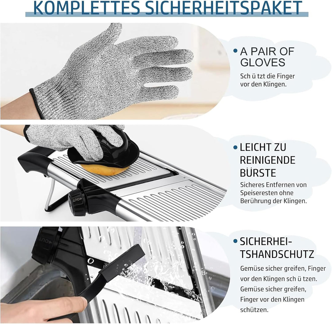Gemüsehobel, Mandoline Slicer, Gemüseschneider, Verstellbar gemüsefriseur, Gemüseschneider Edelstahl