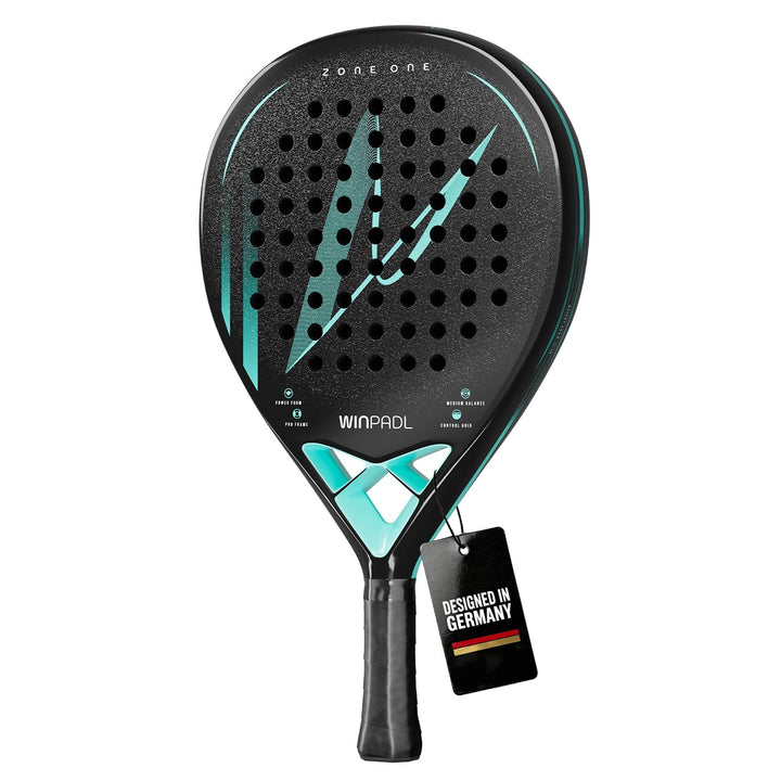 Padelschläger Zone One aus Carbonfaser - 100% Carbon-Rahmen, Soft-Eva-Kern, 365 g, Tropfenform, raue