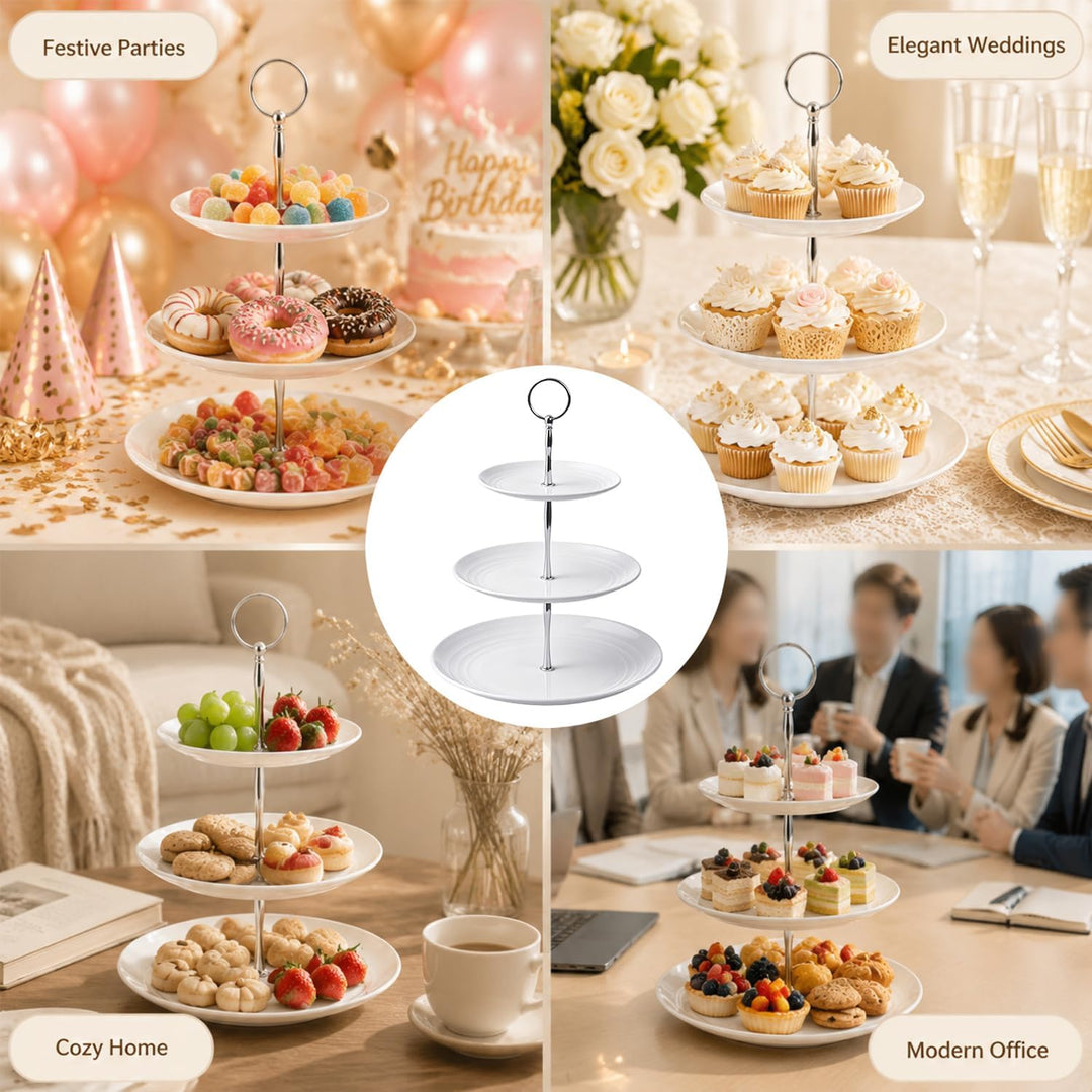 3 Stück Etagere 3 Etagen, Ø 25/20/15 cm Transparentes 3 etagen Kuchenständer, Elegante Etagere für D