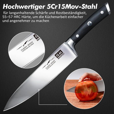 SHAN ZU Kochmesser Küchenmesser Set Profi Messer Chefmesser Allzweckmesser Deutscher Edelstahl Extra