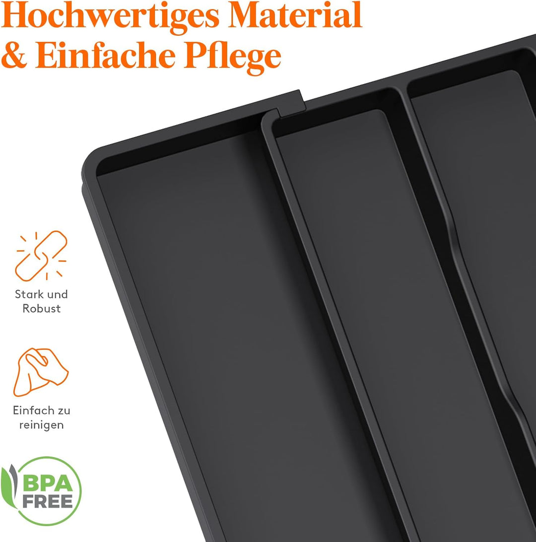 Lifewit Besteckkasten für Schubladen, Grosser Utensilienständer Erweiterbar auf 69 cm, verstellbarer