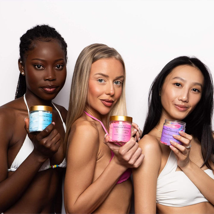 CareBear Whipped Body Bath Scrub, Peeling und Peelingmittel, mit Aprikosenöl, blauem Pflaumenöl, Vit