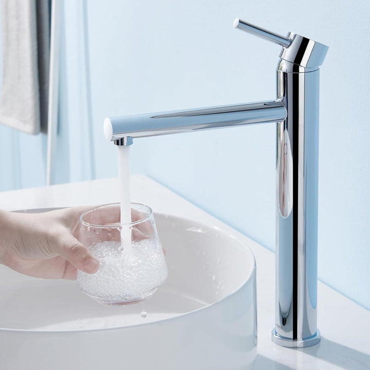 Kelleria Chrom Wasserhahn Bad Hoch, Einhand Badarmatur Waschtischbatterie, Waschtischarmatur mit Aus