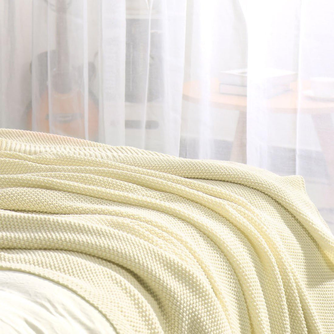 PiccoCasa Tagesdecke Baumwolle Strickdecke Sommerdecke pflegeleicht gesund als Sofadecke Sofaüberwur