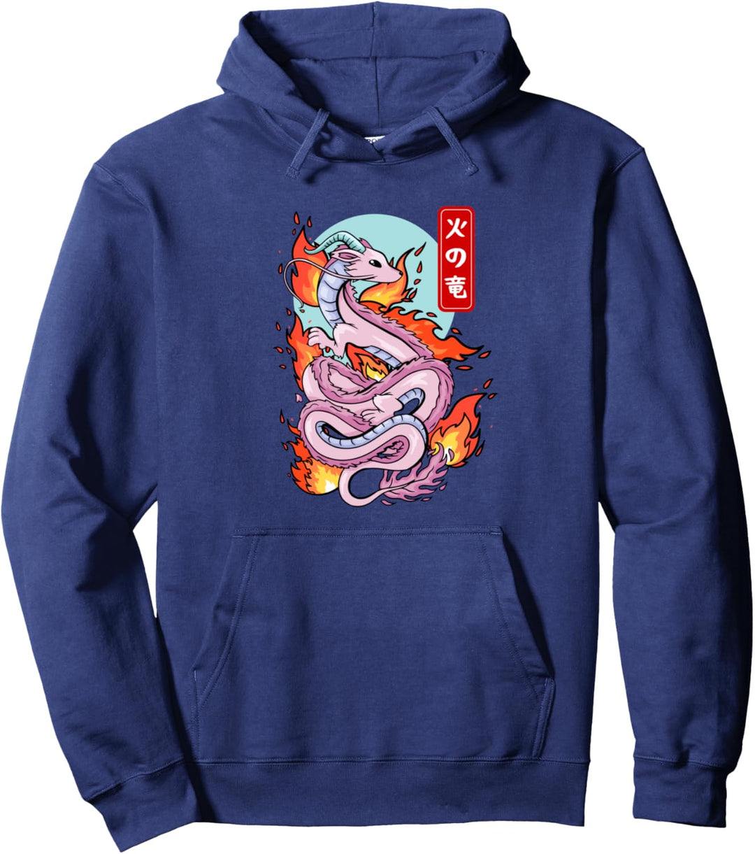 Japanischer Feuerdrachen, elementar, mythisch, geflügeltes Reptilien Pullover Hoodie