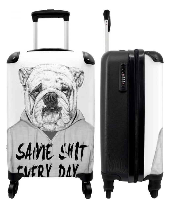 NoBoringSuitcases.com® Koffer Handgepäck Trolley Rollkoffer Kleine Reisekoffer mit 4 Rollen - Hund -