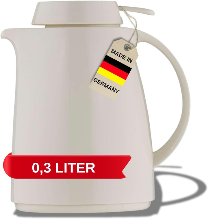 Helios Servitherm Thermoskanne Weiss 0,3L – 6h Heiss - Hält Getränke heiss & kalt - – Einhandbedienu