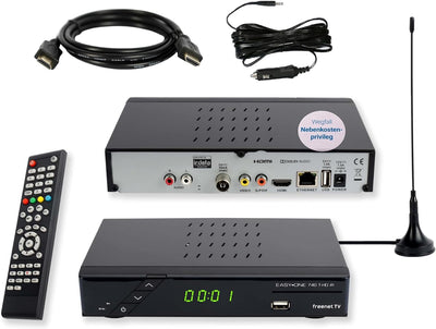 Set-ONE EasyOne 740 HD DVB-T2 Receiver, Freenet TV, Full-HD, HDMI, LAN, Mediaplayer, USB 2.0, 12V Ca
