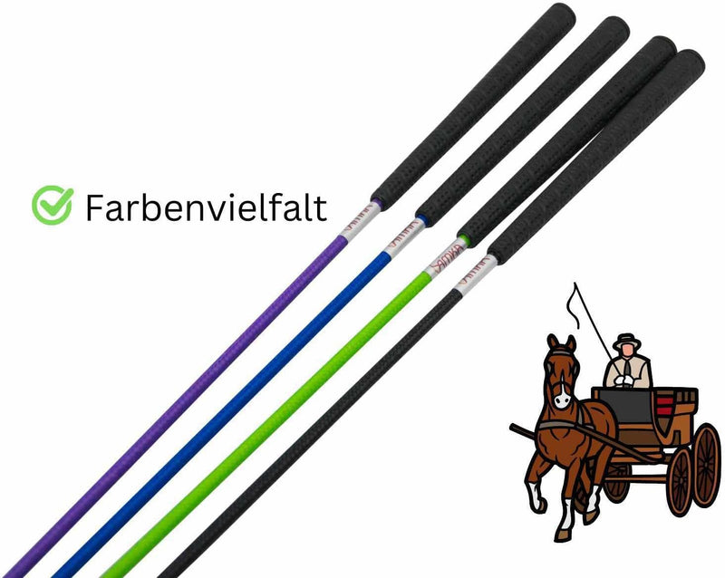 AMKA Bogenpeitsche Fahrpeitsche 100 cm für Horsemanship Bodenarbeit Fahrsport Diverse Farben gummier