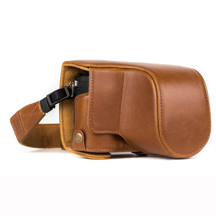 MegaGear Panasonic Lumix DMC-GX85, GX80 mit 12-32mm Objektiv Ever Ready Leder Kamera-Case mit Trager