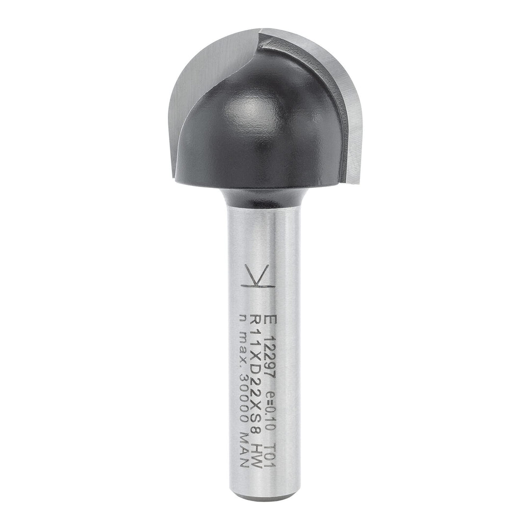 ENT 12297 Hohlkehlfräser HW, Schaft (S) 8 mm, Radius (R) 11 mm, Durchmesser (D) 22 mm, NL 16 mm, SL