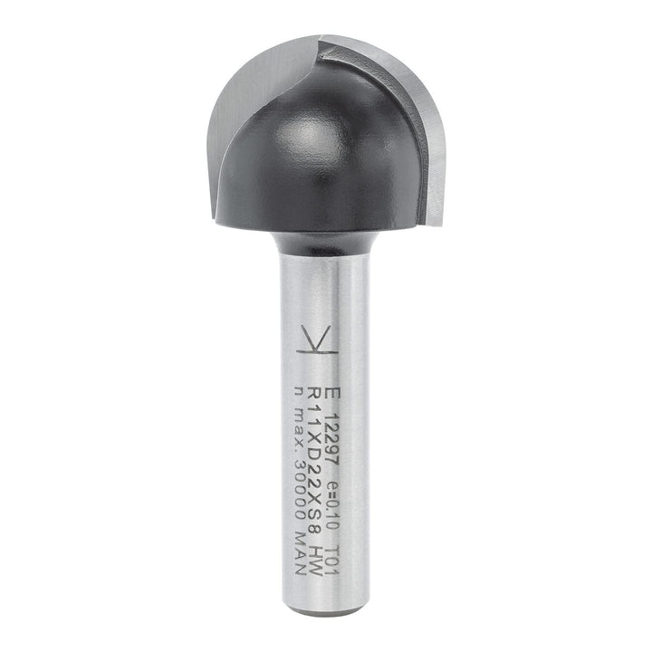 ENT 12297 Hohlkehlfräser HW, Schaft (S) 8 mm, Radius (R) 11 mm, Durchmesser (D) 22 mm, NL 16 mm, SL