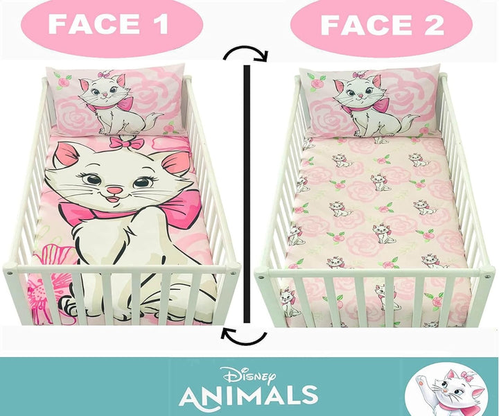 Bettbezug für Babys, 100 x 135 cm und Kissenbezug 40 x 60 cm | Bettwäsche Marie Aristochats für Bett