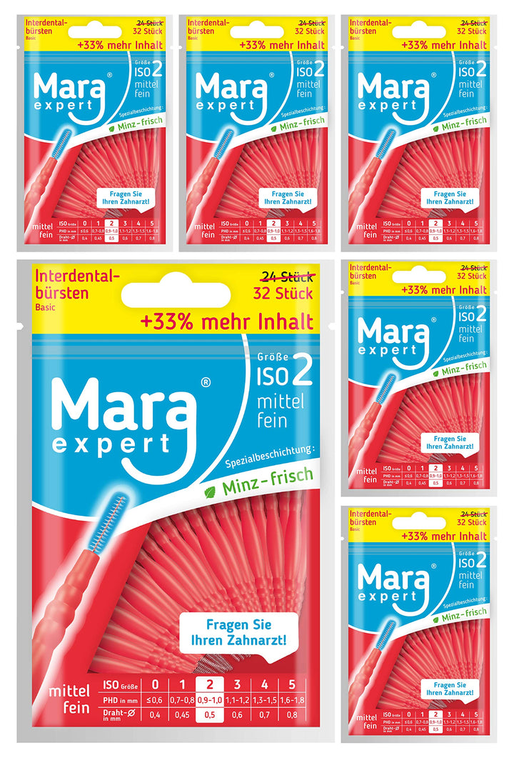Interdentalbürsten – Bürsten für Zahnzwischenräume von MARA EXPERT | 0,5 mm ISO 2 fein | 6x32Interde