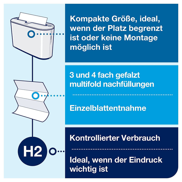 Tork Xpress Tischspender für Multifold Papierhandtücher - Weiss, 552200, H2 + Tork Xpress weiche Mul
