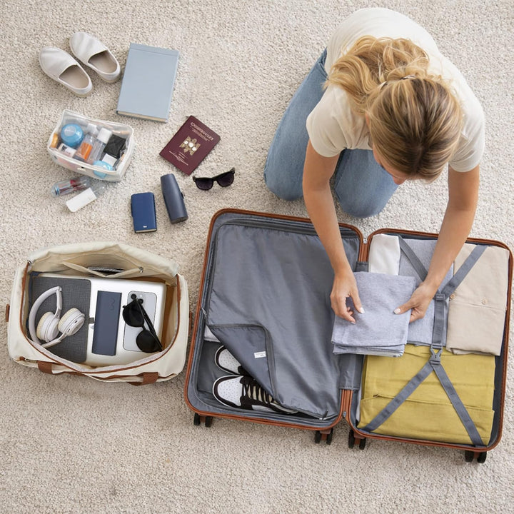 KONO 55cm Handgepäck-Koffer Trolley Set 2 Teilig Gepäcksets, Kleiner Koffer mit Rollen Handgepäck Se