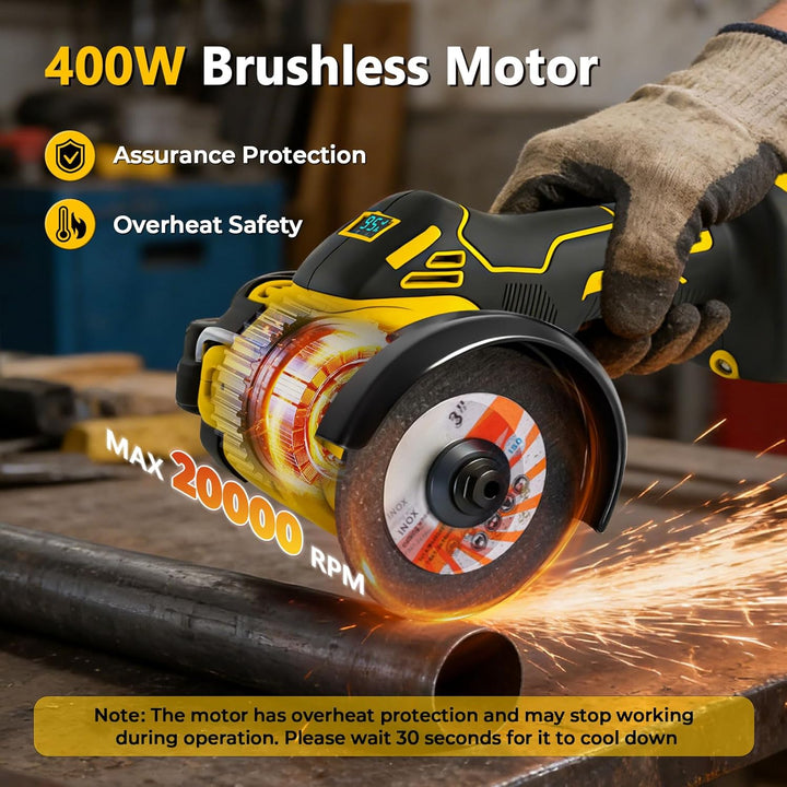Akku-Winkelschleifer für Dewalt 18/20 V, bürstenloser Mini-Winkelschleifer, 20.000 U/min, 75 mm, kle
