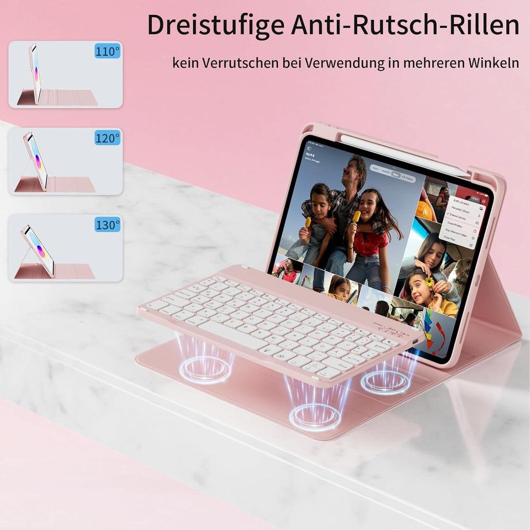 Hülle mit Tastatur für iPad A16 11. / 10. Generation (11 Zoll 2025/10,9 Zoll 2022) mit Stifthalter,