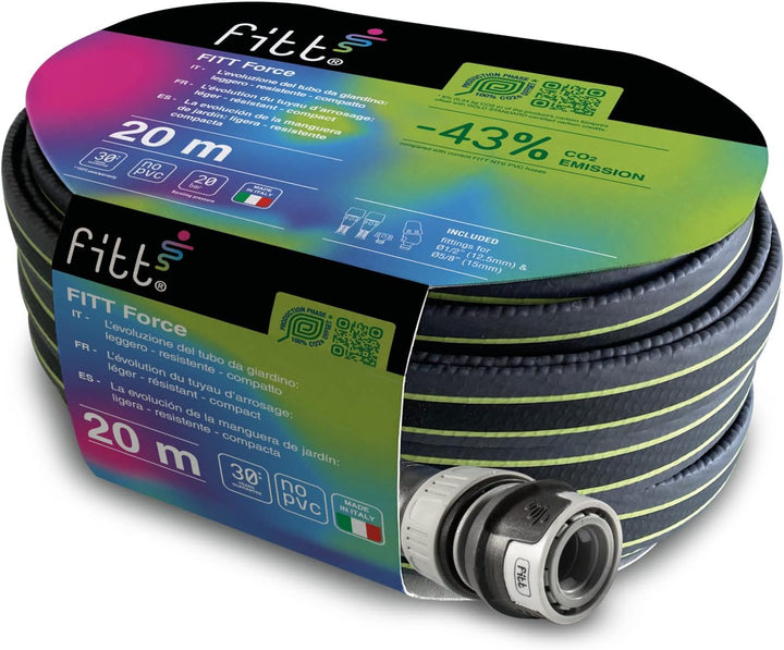 FITT Force 20 m, Wasserschlauch für den Garten zur Bewässerung, leicht, robust und kompakt, für Inte