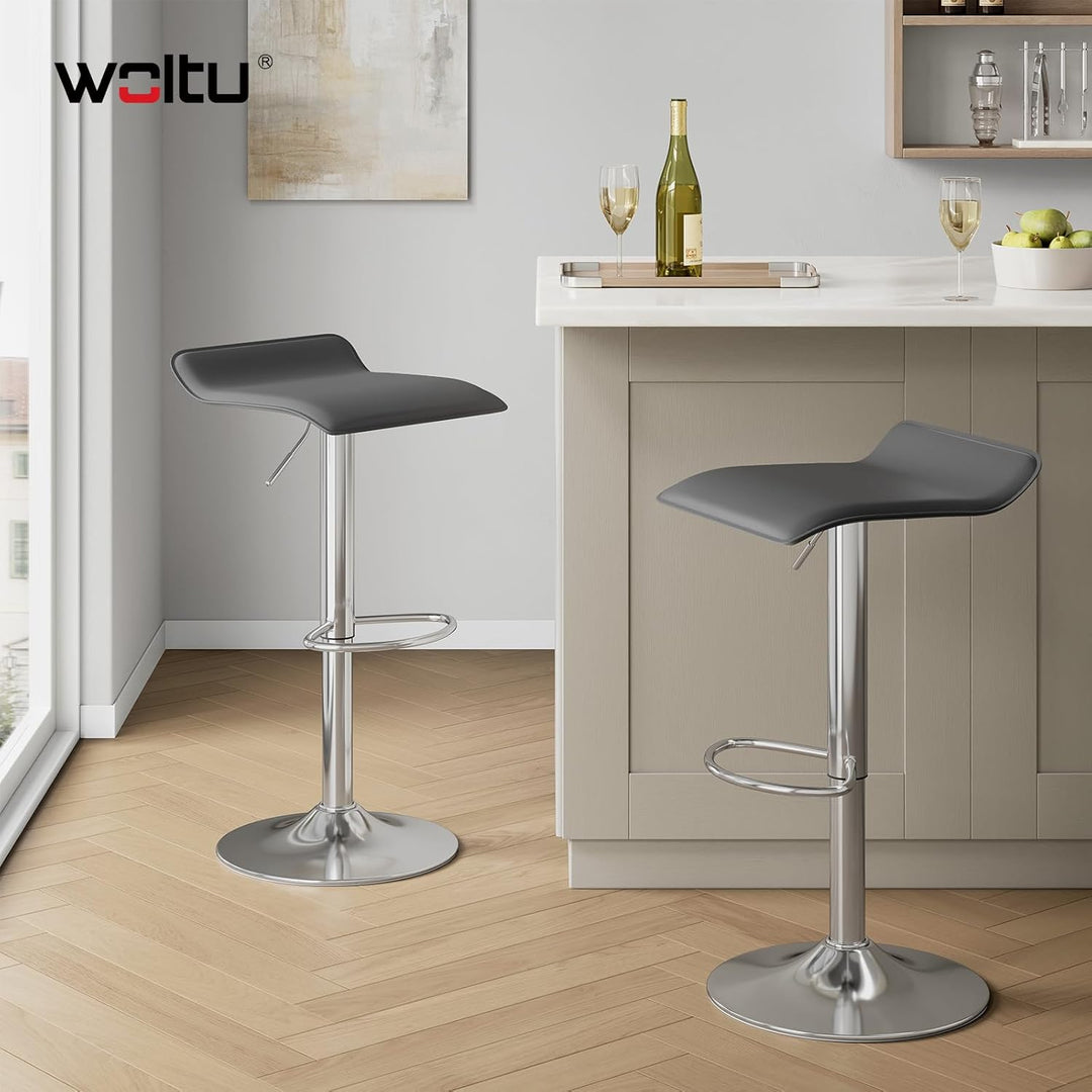 WOLTU 4er Set Barhocker Design Stuhl Drehstuhl Tresenstuhl，stufenlose Höhenverstellung, verchromter