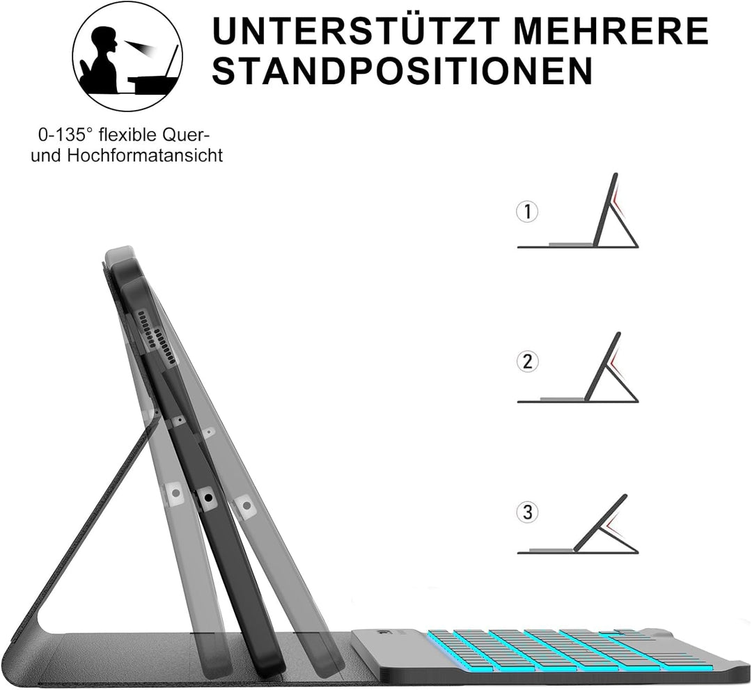 IVEOPPE Tastatur für Samsung Galaxy Tab S6 Lite 2024, 7-Farbige Beleuchtung, Hülle Tastatur für Sams