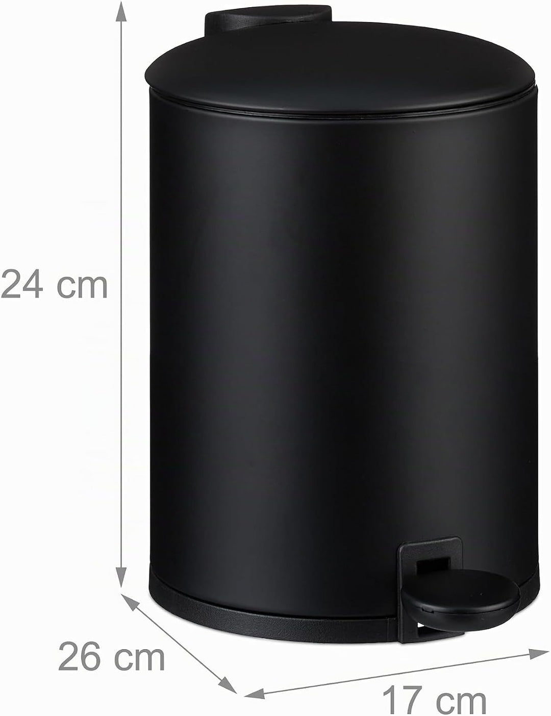 Relaxdays Mülleimer Bad, 3 l, Kosmetikeimer mit Soft-Close, matte Optik, entnehmbarer Inneneimer, Tr