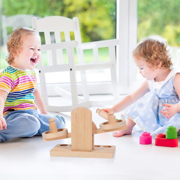 ibasenice Holzwaage Kinder Spielzeug, Montessori Lernspielzeug für Gleichgewicht & Gewicht, Pädagogi