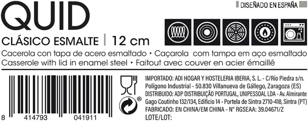 Quid Classico Emaille-Topf aus emailliertem Stahl, 12 cm, 0,75 l, Braun 12CM, 12CM