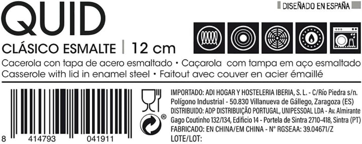 Quid Classico Emaille-Topf aus emailliertem Stahl, 12 cm, 0,75 l, Braun 12CM, 12CM