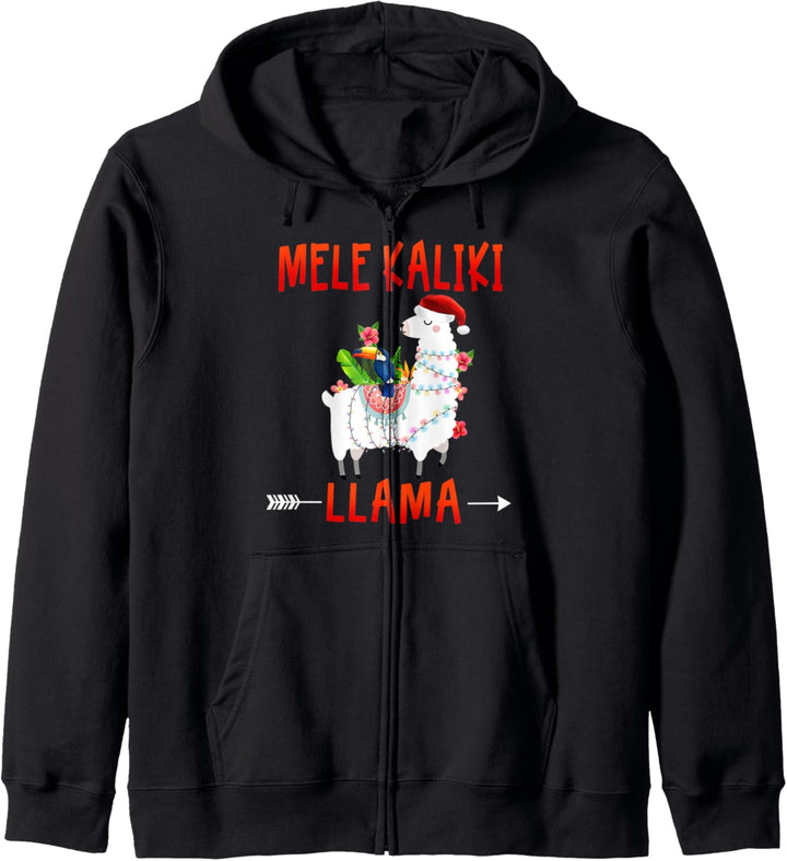 Mele Kalikimaka Kaliki Llama in christmas lights Hawaiian Kapuzenjacke