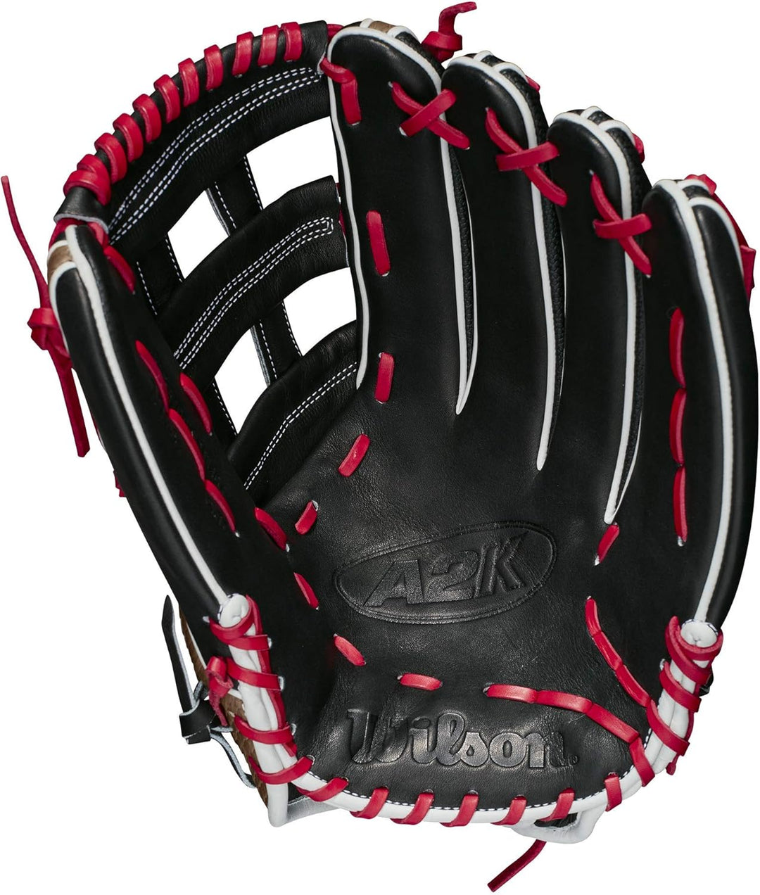 Wilson A2K Baseballhandschuh-Serie Linke Hand Wurf Outfield SuperSkin Handschuh, 32,4 cm, Schwarz/Br