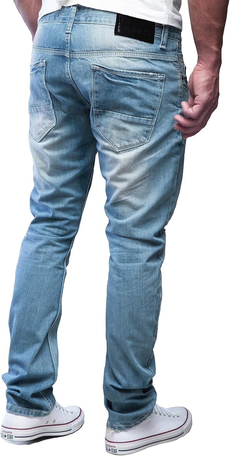 MERISH Jeans Herren Slim Fit Jeanshose Stretch Denim Designer Hose 1507 32W / 32L 502-5 Hellblau, 32