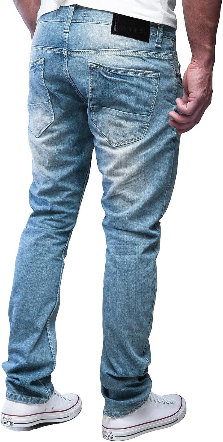 MERISH Jeans Herren Slim Fit Jeanshose Stretch Denim Designer Hose 1507 32W / 32L 502-5 Hellblau, 32